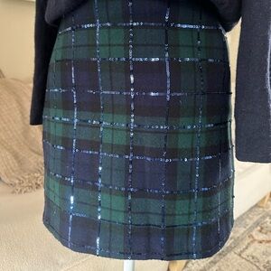 VINEYARD VINES Womens’ Black and Green Tartan Plaid Sequin Pencil Skirt Size 00